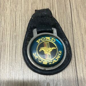 Ford Mustang Black Keychain with Blue and Gold Emblem
